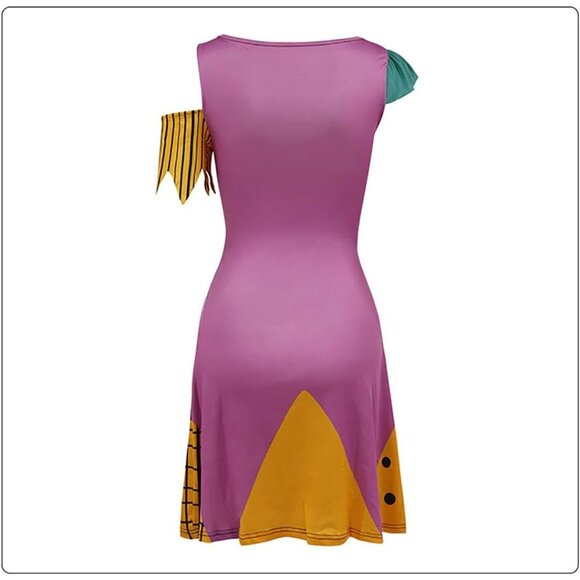 Women's Sequin Christmas Nightmare Halloween Costumes Sally Cosplay Print Dress - Picture 3 of 7